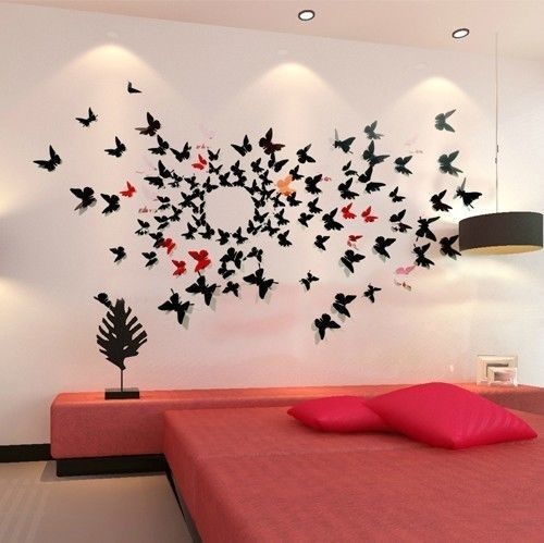 Trang trí phòng ngủ lãng mạn với bướm 3D nghệ thuật