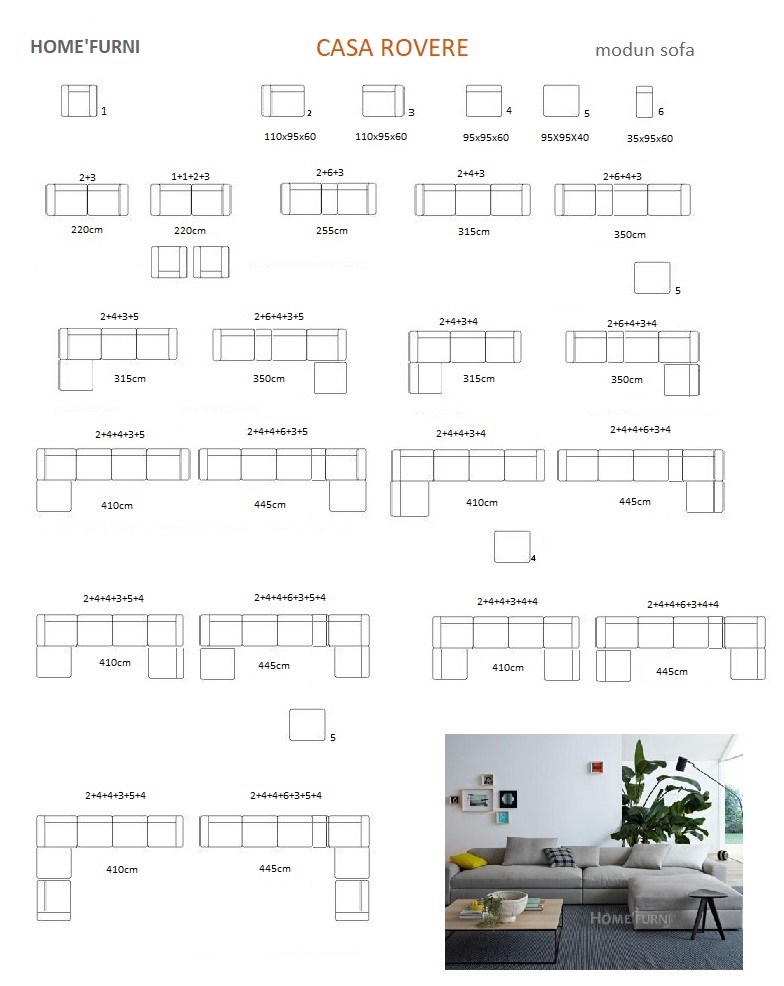 Sự đa dạng kiểu dáng và module của sofa Casa Rovere