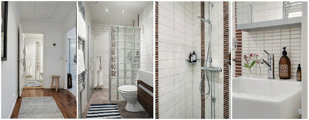 Không quá cầu kì, phòng tắm tạo ra nét các tính riêng với những miếng gạch lát đồng bộ với 2 tông màu chủ đạo trắng - nâu của căn hộ.