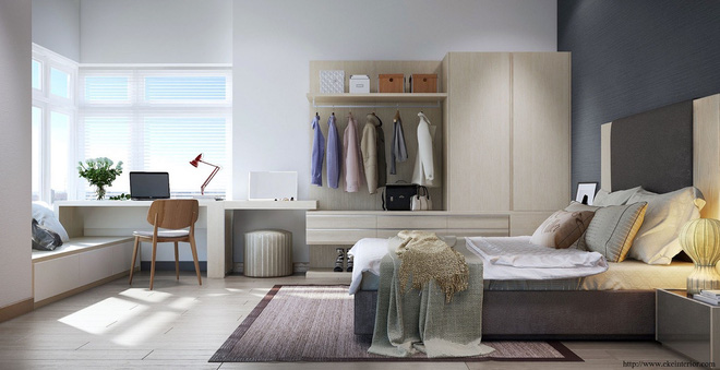 0. Ở đây tiếp tục lại là một không gian phòng ngủ mang phong cách hiện đại. Những đồ nội thất được lựa chọn đều đơn giản để sắp xếp không gian cho gọn gàng.
